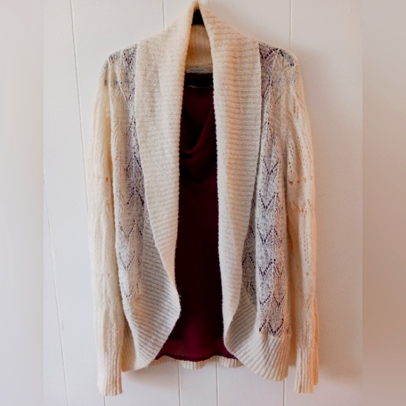 Lauren Conrad Creamy Lace Shawl Sweater - Picture 1 of 2